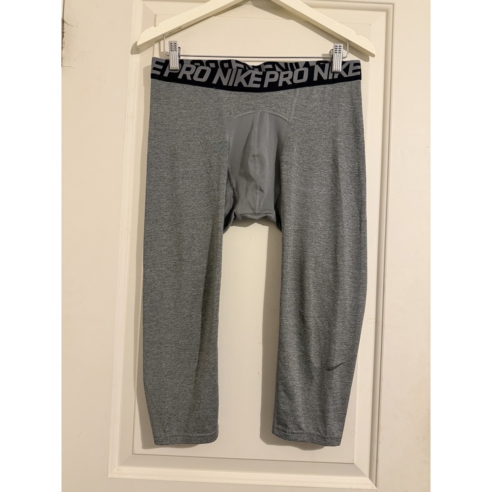 Nike Men's Pro Fit Pants Athletic Tights XL Gray Sports Knee Length